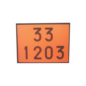 placa transporte gasolina numerologia 33 1203 - 40cm     / UN / Plastc
