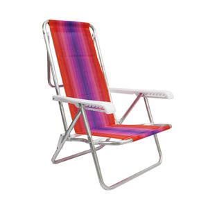 Cadeira de praia reclinável 8 posições colorida em alumínio - Mor